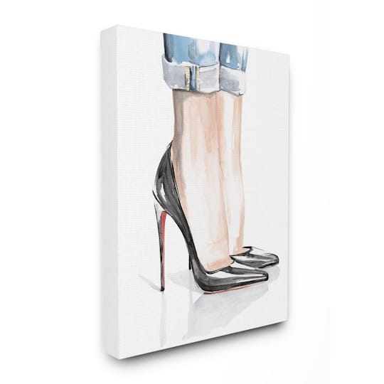 Stupell Industries Fashion Heels Women's Denim Cuff Watercolor Canvas Wall Art